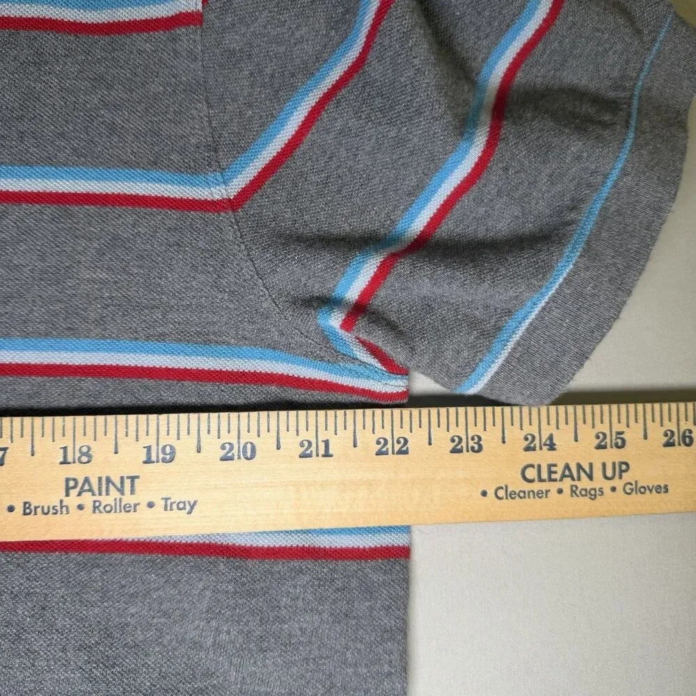 BANANA REPUBLIC Men's Gray Striped Short Sleeve Polo Shirt sz XL